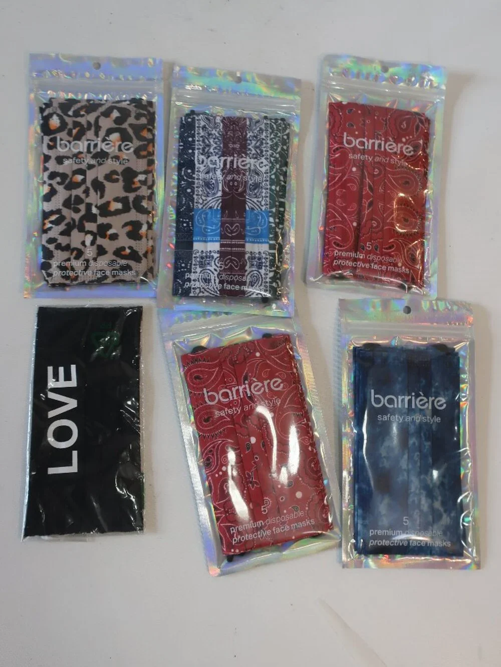 NWT Barriere Multicolor (Item- C) Mixed Lot-25/Disposable + 1/Cloth Face Mask